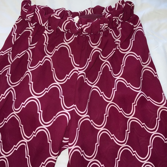 MM Couture Pants - Mesh Burgandy Flare Pants